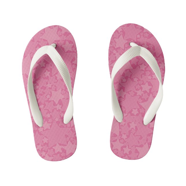 Stars, Stars, Stars - Pink Kid's Flip Flops (Footbed)