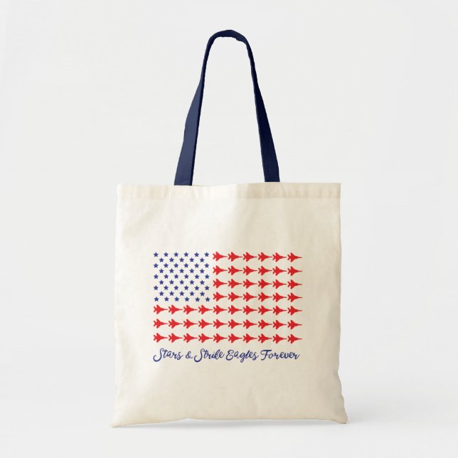 Stars & Strike Eagles Forever, American Flag tote Bag (Front)