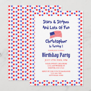 Stars & Stripes 1st Birthday Invitation