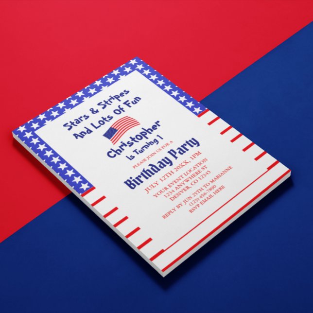 Stars & Stripes 1st Birthday Invitation (Creator Uploaded)