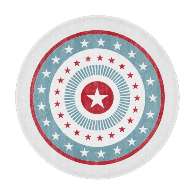 Stars & Stripes 4th of July Glass Cutting Board (Front)