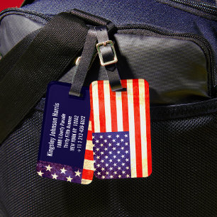 Stars & stripes America flag blue luggage tag
