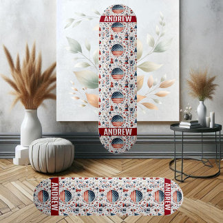 Stars Stripes American Flag Red Blue White Pattern Skateboard