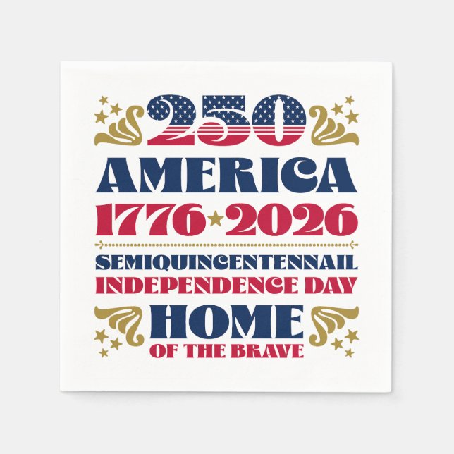 Stars Stripes America's 250th Anniversary Napkin (Front)