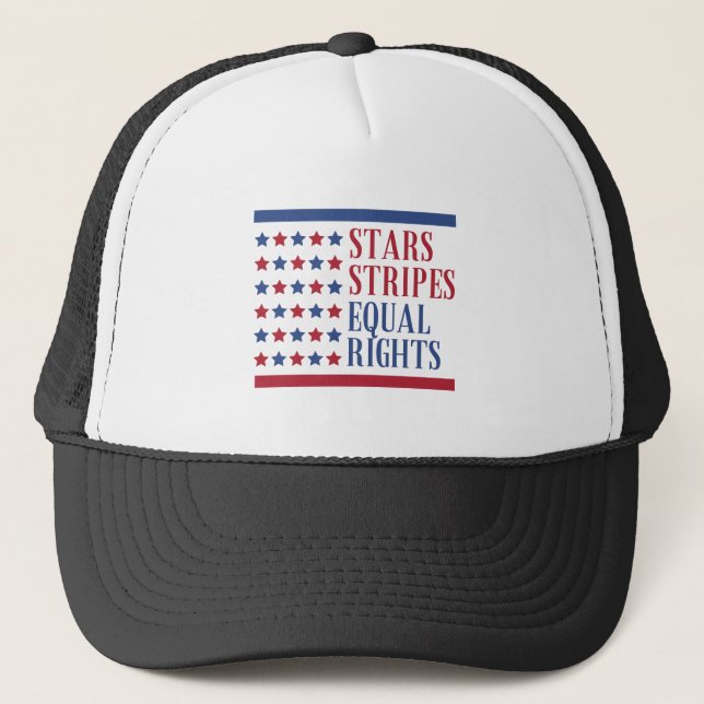 Stars stripes and equal rights trucker hat (Front)