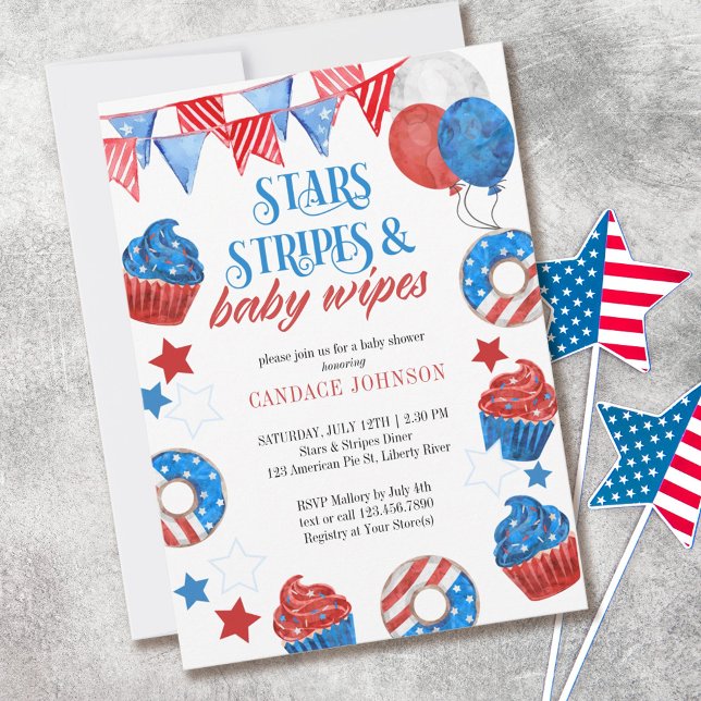 Stars Stripes and .. Fourth of July Baby Shower Invitation (Creator Uploaded)