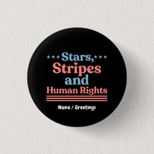 Stars Stripes and Human Rights Retro Feminist  3 Cm Round Badge