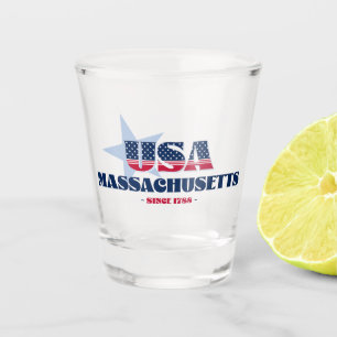 Stars, Stripes, and Massachusetts 1788 Shot glass