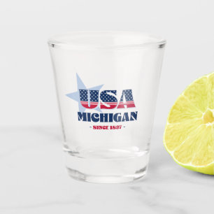 Stars, Stripes, and Michigan 1837 Shot glass