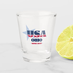 Stars, Stripes, and Ohio 1803 Shot glass