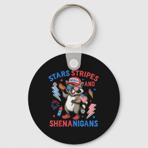 Stars Stripes And Shenanigans Usa Funny Racoon 4t Key Ring