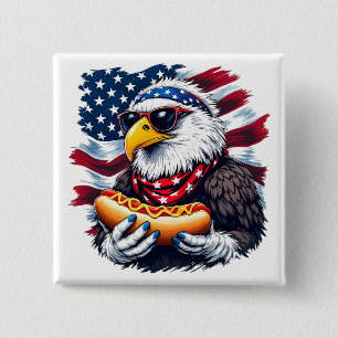 Stars, Stripes, and Sizzling Bites 15 Cm Square Badge