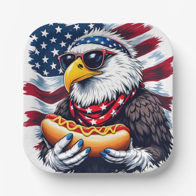 Stars, Stripes, and Sizzling Bites Paper Plate (Front)