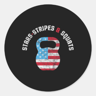 Stars Stripes And Squad Workout Gym Usa Flag 4th J Classic Round Sticker