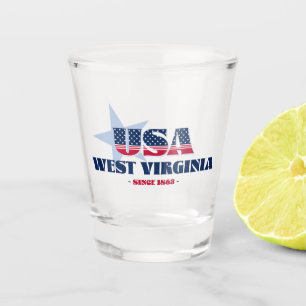 Stars, Stripes, and West Virginia 1863 Shot glass