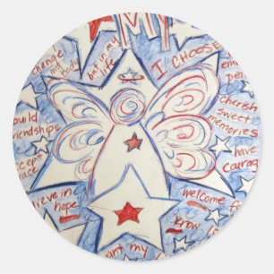 Stars & Stripes Angel Classic Round Sticker