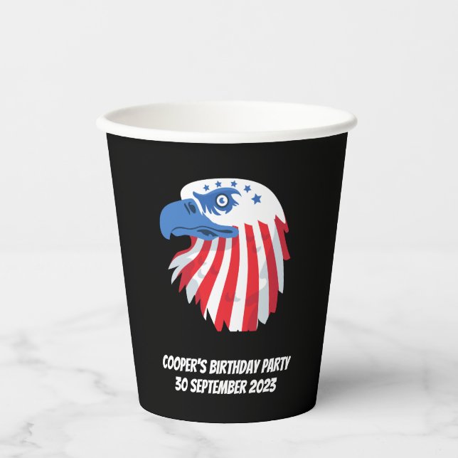 Stars & Stripes Bald Eagle.Customize name /message Paper Cups (Front)