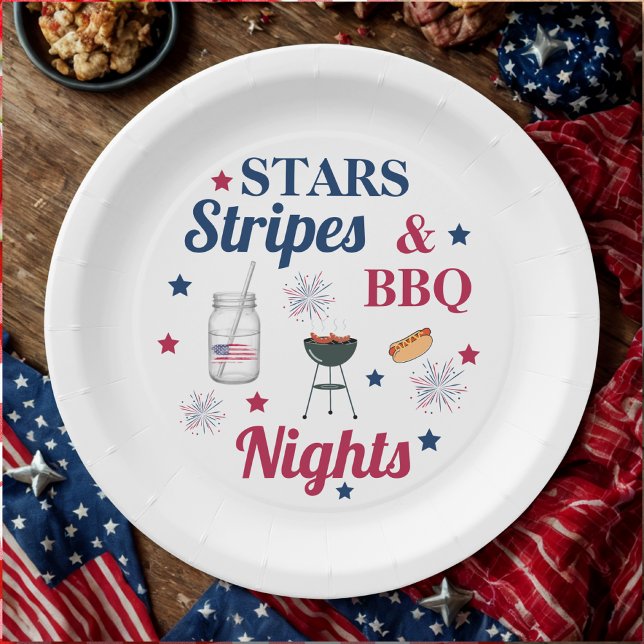 Stars, Stripes & BBQ Nights – Patriotic Party Paper Plate (Creator Uploaded)
