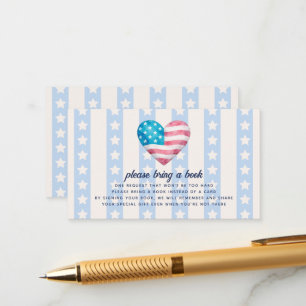 Stars & Stripes Book Request Boy Baby Shower Enclosure Card