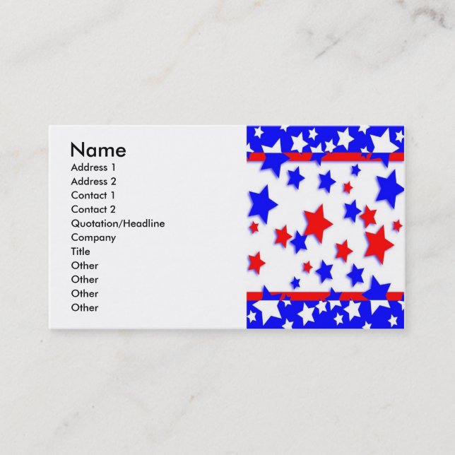 STARS & STRIPES BUSINESS CARDS RED, WHITE, & BLUE (Front)