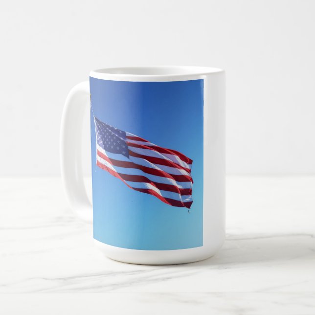 Stars, Stripes & Coffee – Patriotic American Flag  Coffee Mug (Front Left)