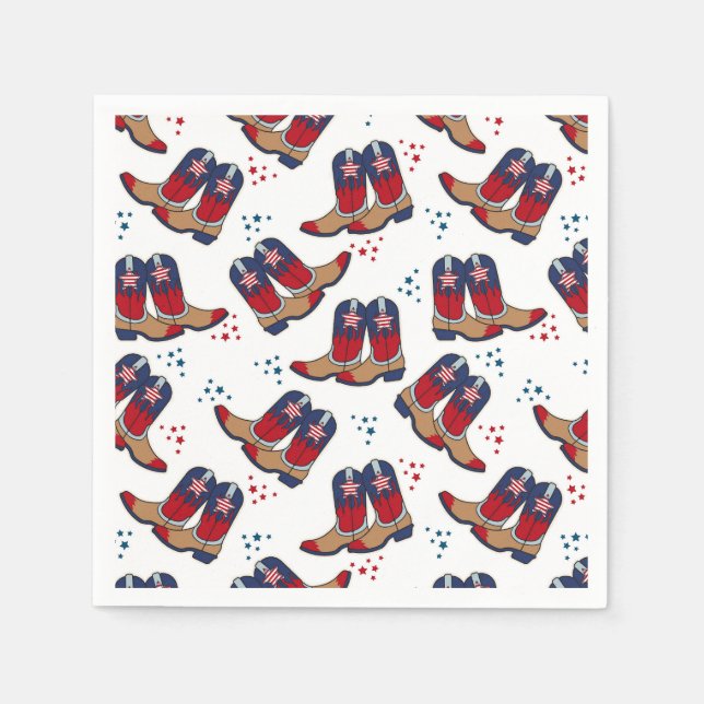 Stars, Stripes & Cowboy Boots – Patriotic Party  Napkin (Front)