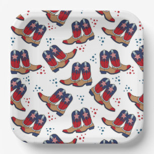 Stars, Stripes & Cowboy Boots – Patriotic Party Paper Plate