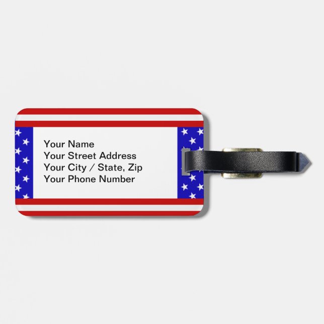 Stars & Stripes (customisable) Luggage Tag (Back Horizontal)