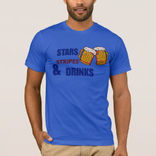Stars Stripes & Drinks Funny Patriotic 4th of July T-Shirt