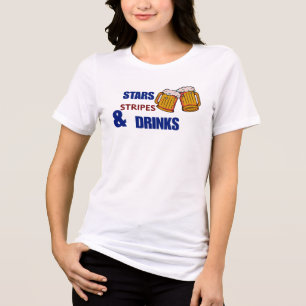 Stars Stripes & Drinks Funny Patriotic 4th of July Tri-Blend Shirt