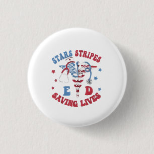 Stars Stripes E D Saving Lives 3 Cm Round Badge