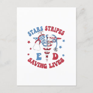 Stars Stripes E D Saving Lives Announcement Postcard