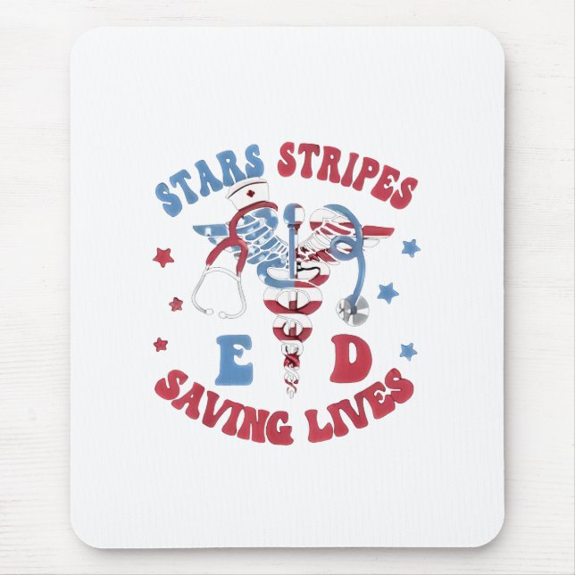 Stars Stripes E D Saving Lives Mouse Mat (Front)