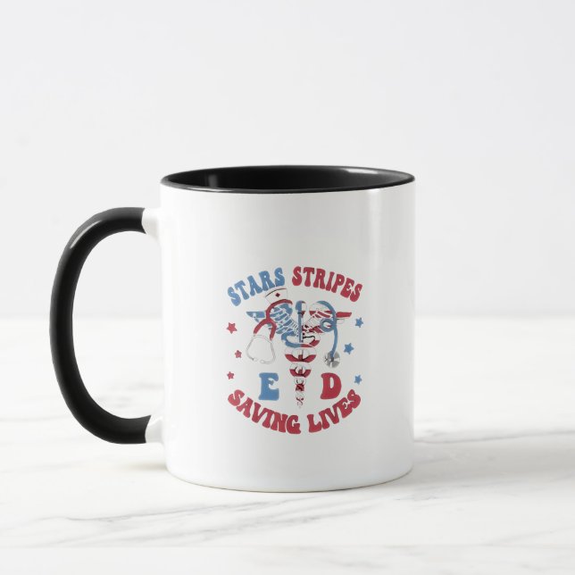 Stars Stripes E D Saving Lives Mug (Left)