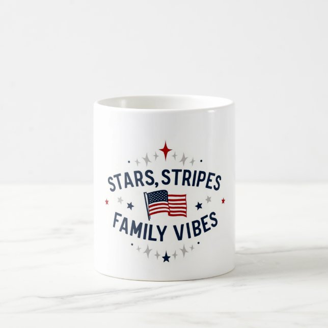 Stars Stripes Family Vibes Patriotic Mug USA (Center)