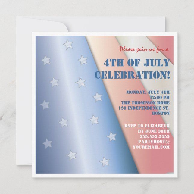 Stars & Stripes Flag 4th of July Party Invitation (Front)