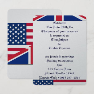 Stars Stripes Flag Love Wedding Bride Groom Peace Invitation