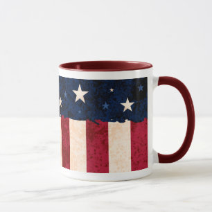 Stars & Stripes Folk Art Style USA Flag Patriotic Mug