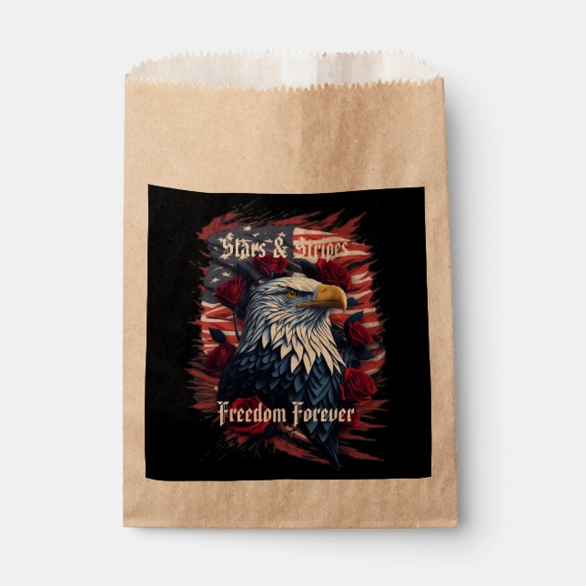 Stars & Stripes Freedom Forever Eagle USA Flag Favour Bags (Front)