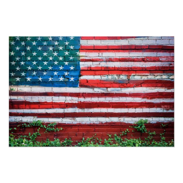 Stars & Stripes Graffiti Flag  Poster (Front)