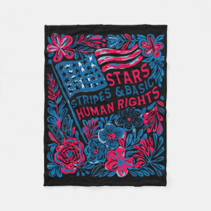Stars Stripes Human Rights 4th Of July Floral Amer Fleece Blanket