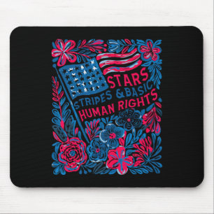 Stars Stripes Human Rights 4th Of July Floral Amer Mouse Mat