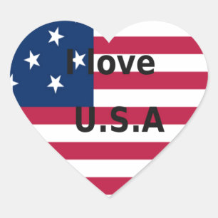 Stars & Stripes & Love: A Patriotic USA Design  Heart Sticker