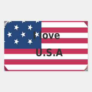 Stars & Stripes & Love: A Patriotic USA Design  Rectangular Sticker