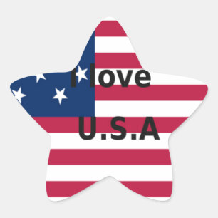 Stars & Stripes & Love: A Patriotic USA Design  Star Sticker