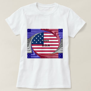 Stars & Stripes & Love: A Patriotic USA Design  T-Shirt