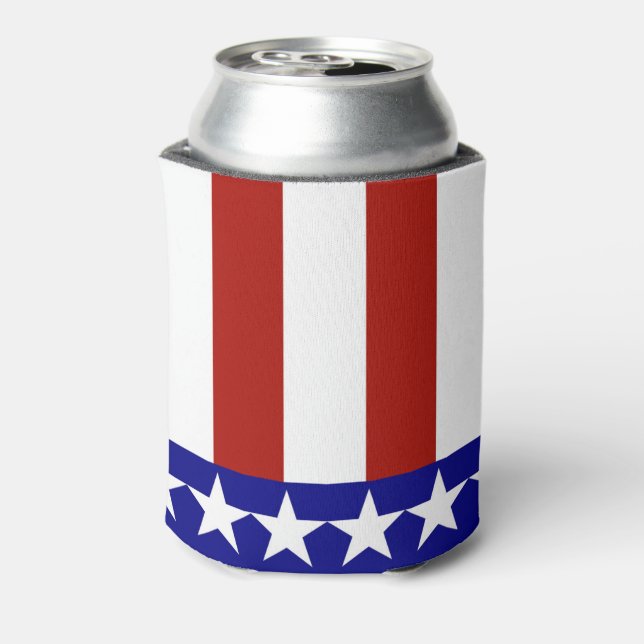 Stars & Stripes of Red White And Blue Can Cooler (Can Back)