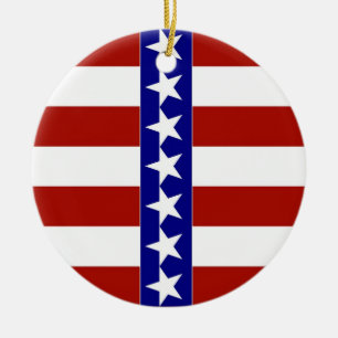 Stars & Stripes of Red White And Blue Ceramic Tree Decoration