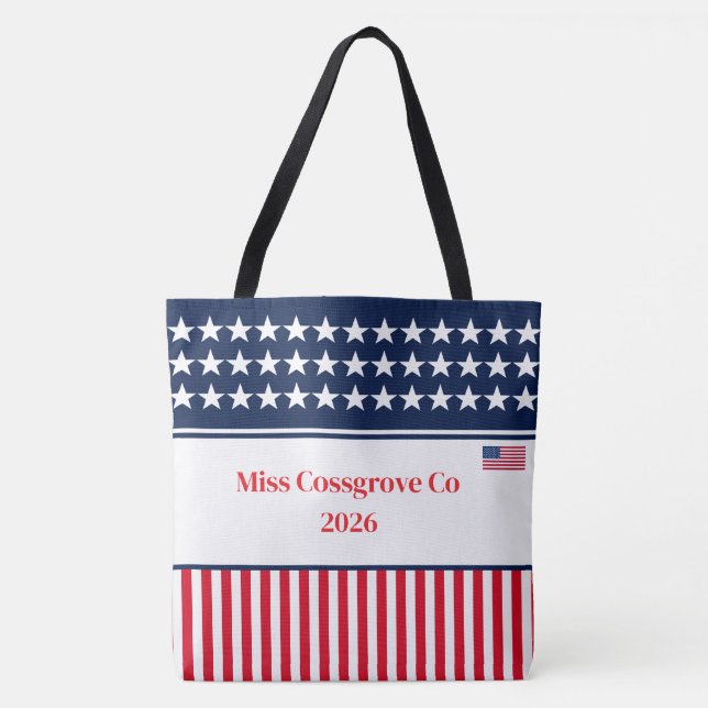 Stars & stripes Pageant Title Tote Bag (Front)