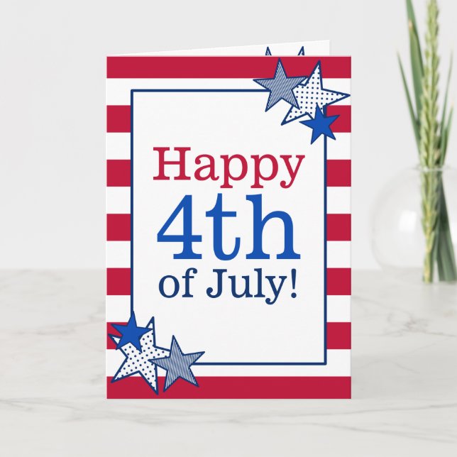 Stars Stripes Patriotic 4th of July Typography Holiday Card (Front)